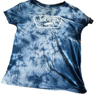 super cute and trendy vans acid wash blue tie dye skater t shirt very comfy !